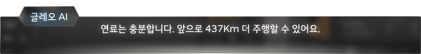 연료는 충분합니다. 앞으로 437Km 더 주행할 수 있어요.